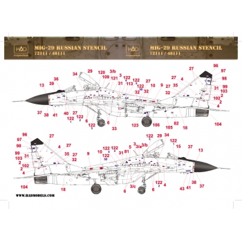 MiG-29 Russian stencils