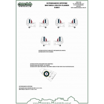 IM72701 Supermarine Spitfire roundels and fin flashes - EARLY 