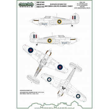 IM32703 HAWKER HURRICANE   ROUNDELS AND FIN FLASHES - EARLY