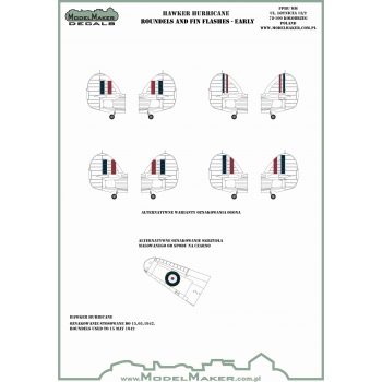 IM32703 HAWKER HURRICANE   ROUNDELS AND FIN FLASHES - EARLY